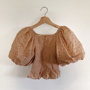 Tan puff sleeve blouse
